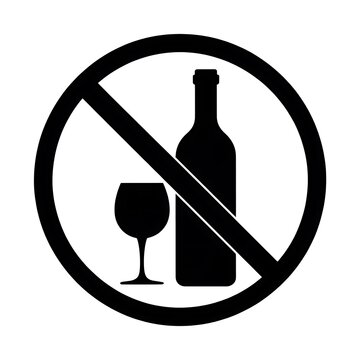 No alcohol allowed sign with wine bottle