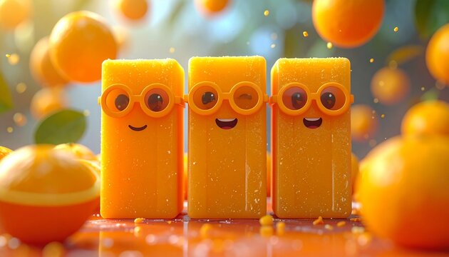 Whimsical Orange Characters - A Cheerful Citrus Cartoon.