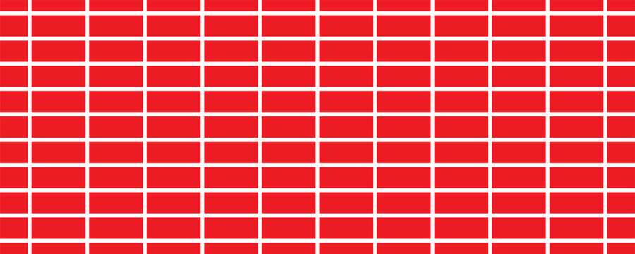 Bright red brick wall seamless pattern background elegant minimalist geometric block grid texture vector