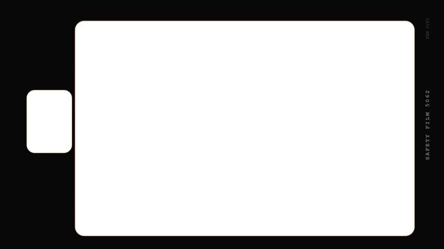 Vintage 16mm film frame with sprocket holes and safety film text jittery flicker on alpha channel for video editing overlay