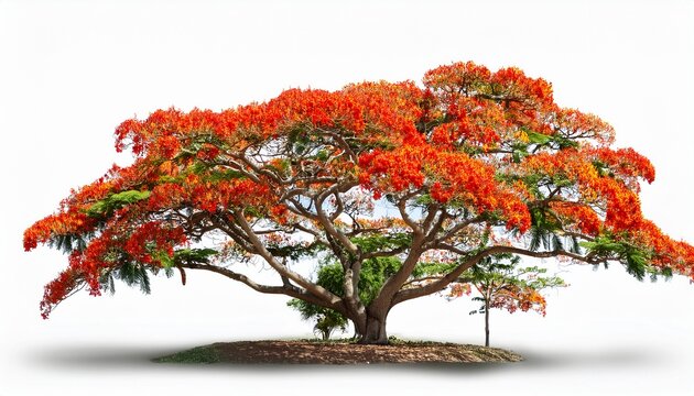 The Flame Tree Royal Poinciana On White Background