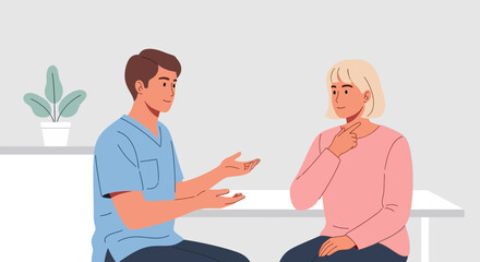 Obraz premium Medical Consultation: Doctor and Patient Discussing Symptoms