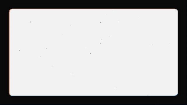 Vintage film frame with dust particles and flickering scratches on white background for cinema