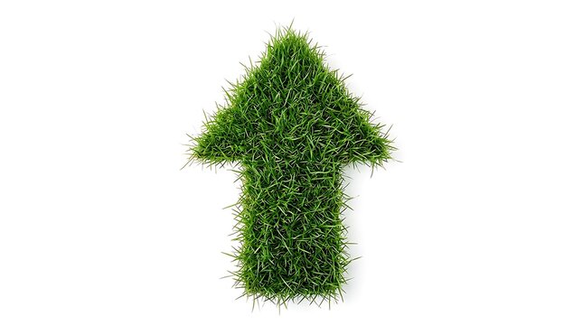 Green Grass Up Arrow Symbol for Ecological Growth Concept and Sustainable Business Progress Website Landing Page Hero.