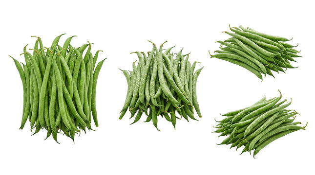 Heap of fresh raw green beans isolated on white background, fresh vegetables