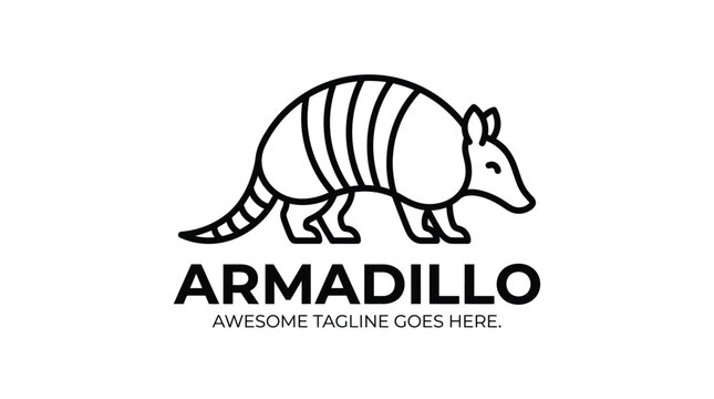 Armadillo line art vector logo design featuring a simple minimalist animal icon for modern branding