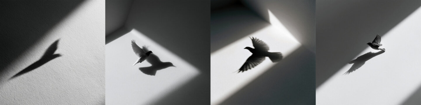 Graceful silhouette of a bird illuminated by natural light set against a clear background