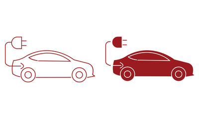 Fototapeta premium Two different stylized electric cars with charging plugs indicating energy connection and innovation