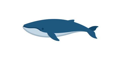 Fototapeta premium Cartoon Illustration of a Blue Whale Swimming.