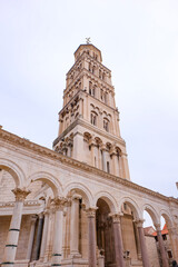 Fototapeta premium Diocletian's Palace and the Romanesque bell tower of the Cathedral of Saint Domnius in Split old town, Croatia 