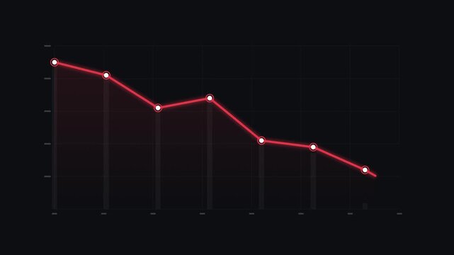 Declining Sales Chart Infographic Animating on Black Background
