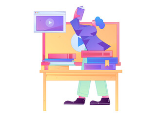 Fototapeta premium Education and learning people flat vector concept hand drawn illustration 