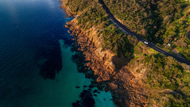 Mount Martha Coastal Road Winding Along Turquoise Waters, Australia