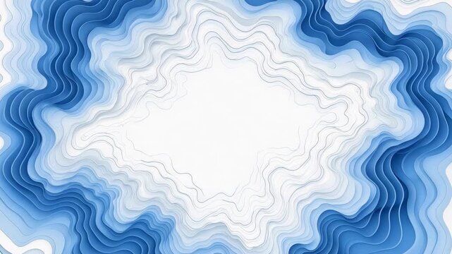 Abstract topographic map with layered blue and white contour lines