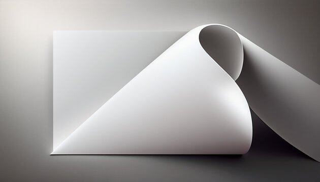 Isolated White Card With A Curled Corner On A Gradient White Background