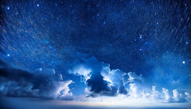Blue Sky With Stars And Clouds