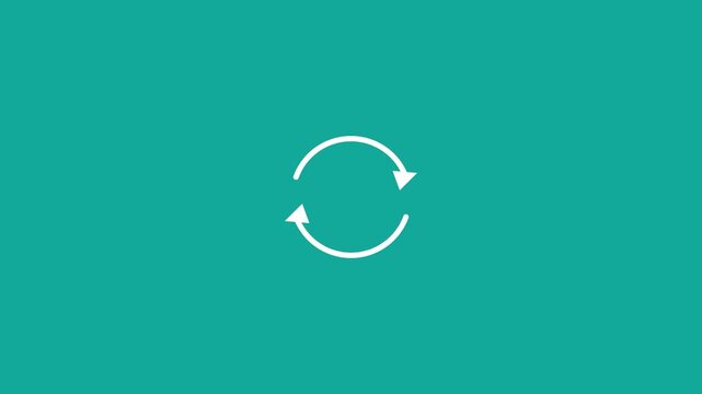white circular sync arrows icon on a solid teal background