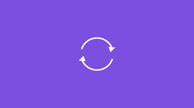 white circular sync arrows icon on a solid violet background