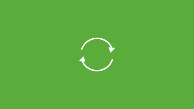 white circular sync arrows icon on a solid green background