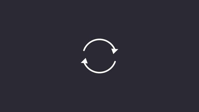 white circular sync arrows icon on a solid dark background