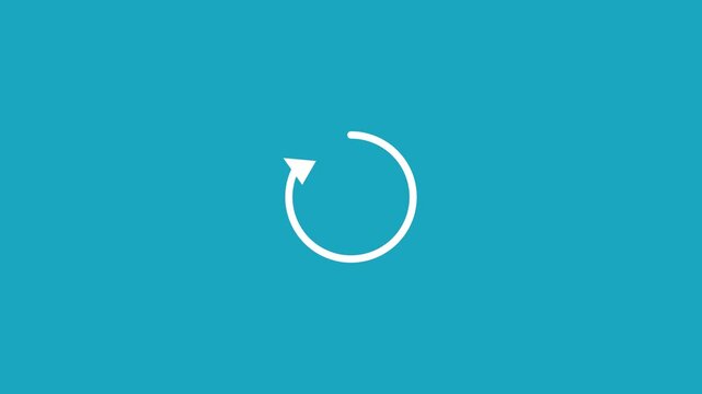 white circular refresh arrow icon on a solid cyan background