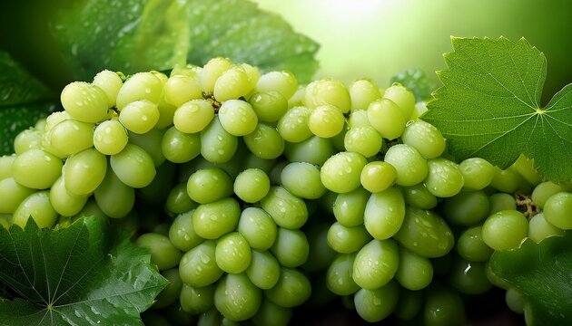 Bunch Of Green Grapes Among Green Leaves Wallpaper
