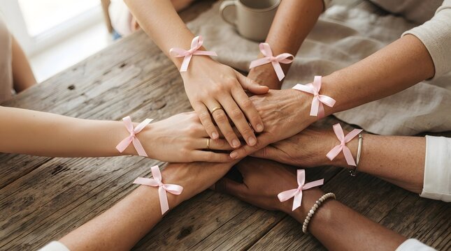 United hands for breast cancer awareness month support hope and solidarity