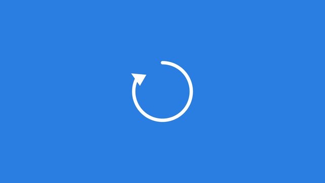 white circular refresh arrow icon on a solid blue background