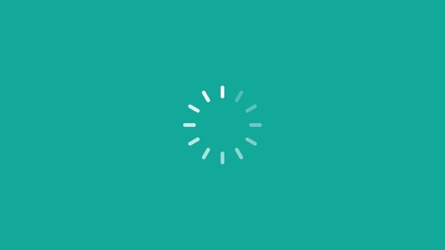 white loading spinner icon on a solid teal background