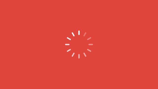 white loading spinner icon on a solid red background