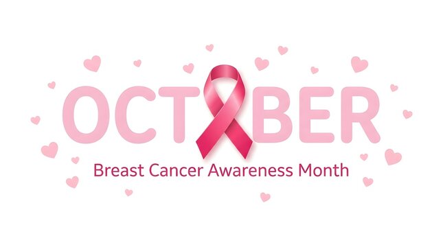 October breast cancer awareness month pink ribbon design for support fundraising