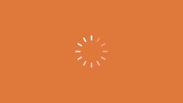 white loading spinner icon on a solid orange background