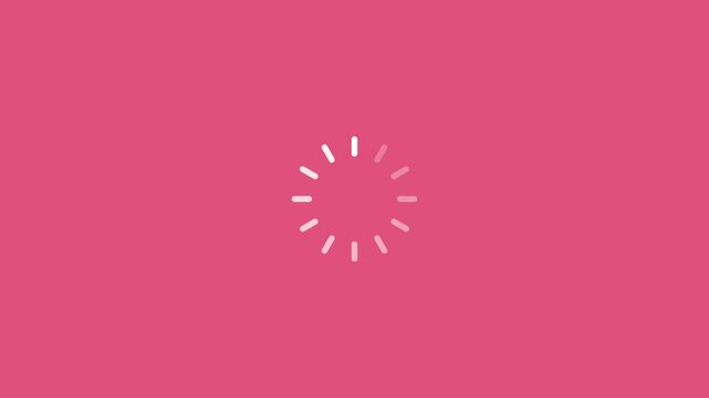white loading spinner icon on a solid pink background