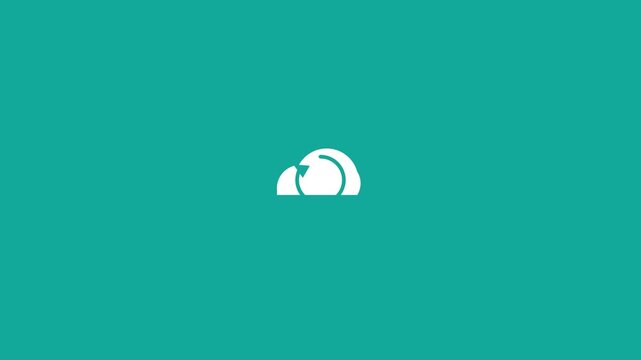 white cloud with a sync arrow icon on a solid teal background