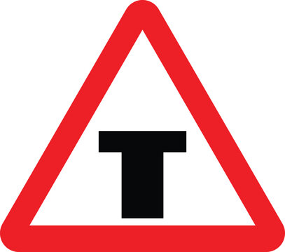Major T Junction Ahead Warning Traffic Road Sign Triangle No Background Icon