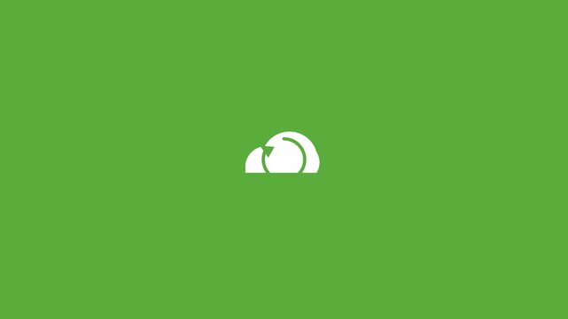 white cloud with a sync arrow icon on a solid green background