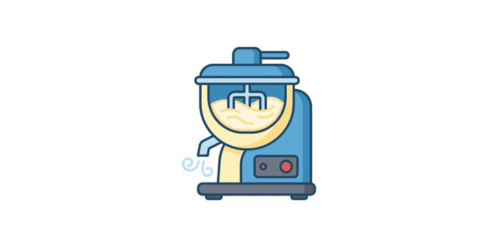 Cartoon vector illustration of a modern kitchen food mixer appliance.