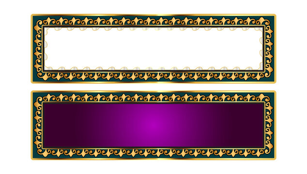 Luxury golden set arabic islamic banner title frame text box in transparent background