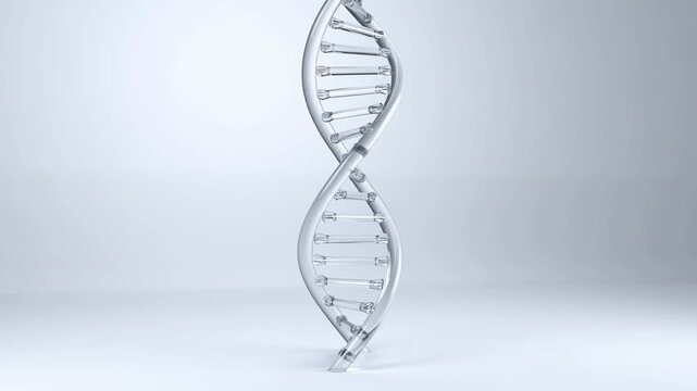 Elegant 3D rendering of a double helix structure, symbolizing genetics, life science, and biological research on a clean white background