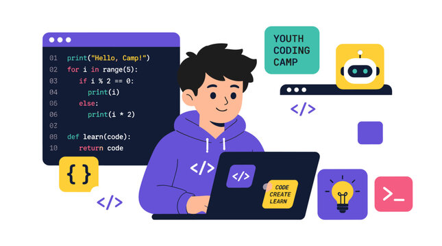 Coder programmer developer working on laptop coding software.