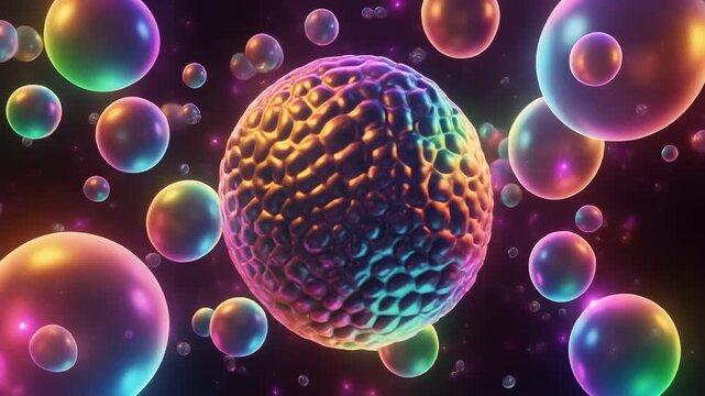 Colorful abstract cellular division animation sequence
