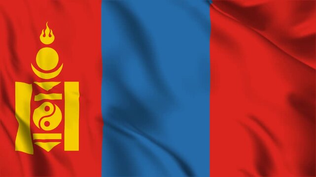 Mongolia Flag 4k HD video, fabric flag waving in wind, flag of mongolia