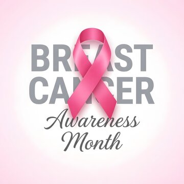 Breast cancer awareness month pink ribbon symbol for support early detection