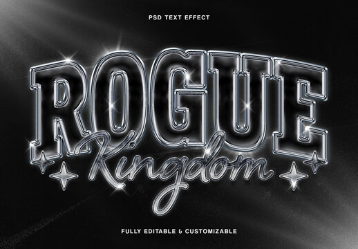 Silver Metallic Chrome Text Effect