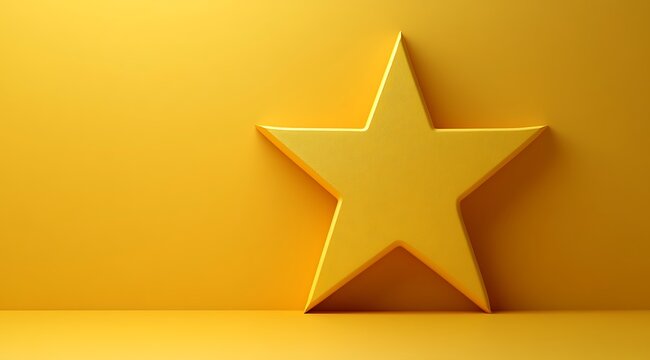 Yellow 3 d star on a matching yellow background, and floor shape symbol