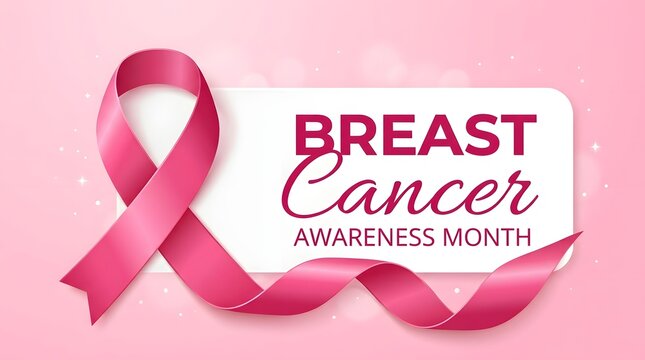Breast cancer awareness month pink ribbon symbol for hope and support