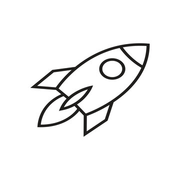 Minimalist Rocket Icon Black and White