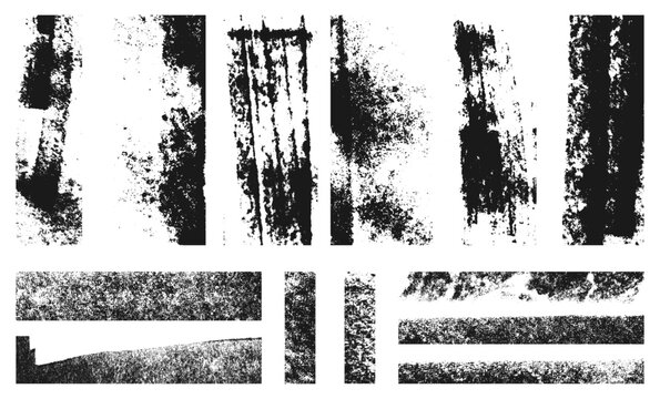 Grunge element texture bundle collection.Distressed paint roller texture vertical strips.Professional grunge overlay pack for posters, branding and creative design assets.