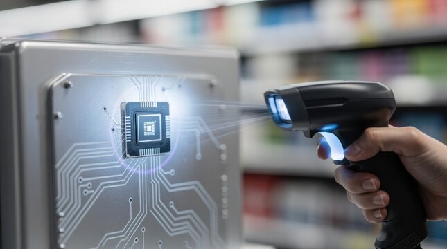 Barcode scanner reading integrated circuit board technology
