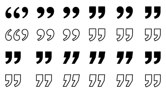 Collection of quote mark icons featuring bold and outline style for text content placement.